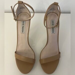 Steve Madden Women’s Stecy Tan Ankle-Strap Heeled Sandals